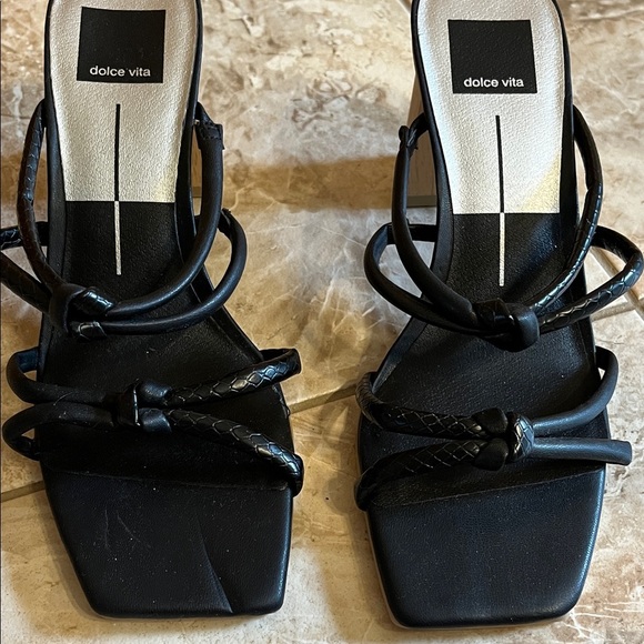 Dolce Vita Strappy Square Toe Heels w/ Faux Wooden Block Heel - Size 8 (?) - Picture 3 of 12